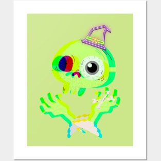 Green hands  ghost Halloween Posters and Art